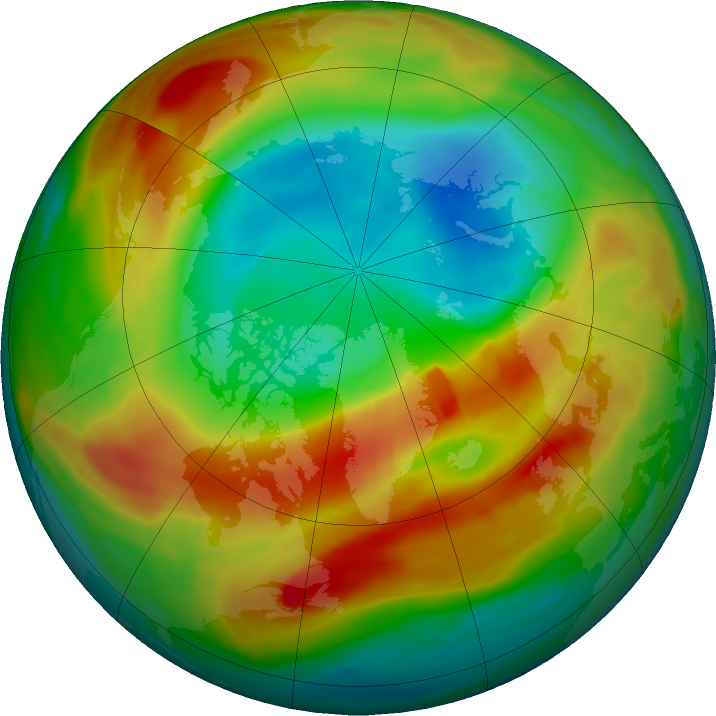 Arctic ozone map for 01 March 2020